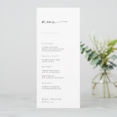 Chic + Simple Modern Script Wedding Menu Menükarte (Stehend Vorderseite)
