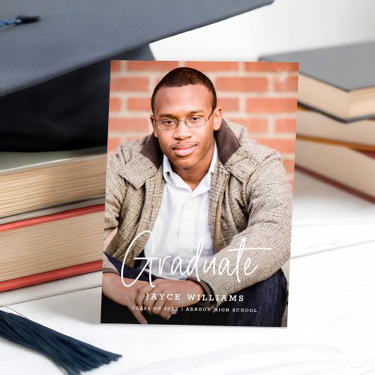 Chic Simple Modern Script Zwei-Foto-Abschluss Ankündigung