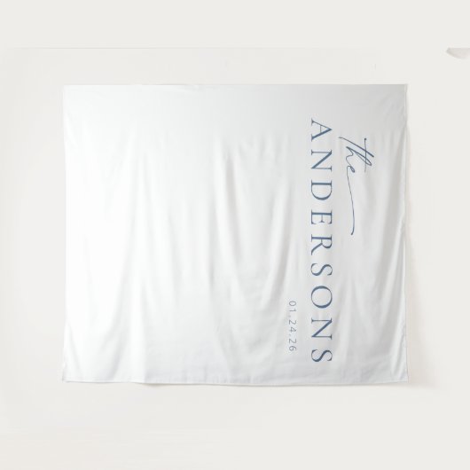 Chic + Simple Modern Wedding Foto Hintergrund | Bl Wandteppich (Vorderseite (Horizontal))