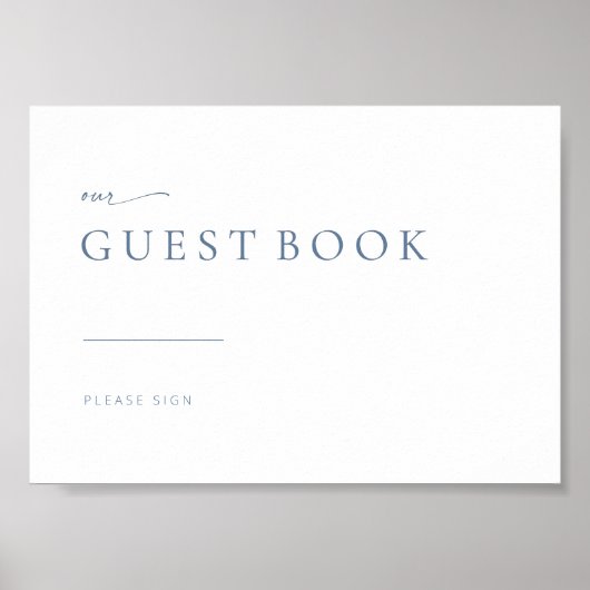 Chic Simple Modern Wedding Guest Book Sign | Blau Poster (Vorne)