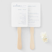 Chic + Simple Modern Wedding Program Fans | Blau Fächer (Vorne und Hinten)