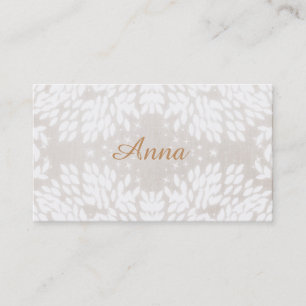 Chic Simple Name White Blätter IMITATE Beige Linen Visitenkarte