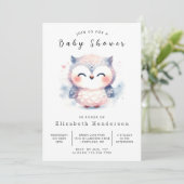 Chic Simple Owl Baby Dusche Einladung (Stehend Vorderseite)