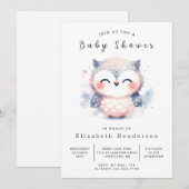 Chic Simple Owl Baby Dusche Einladung (Vorne/Hinten)