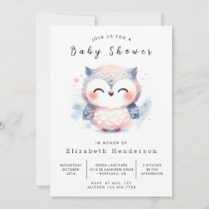 Chic Simple Owl Baby Dusche Einladung