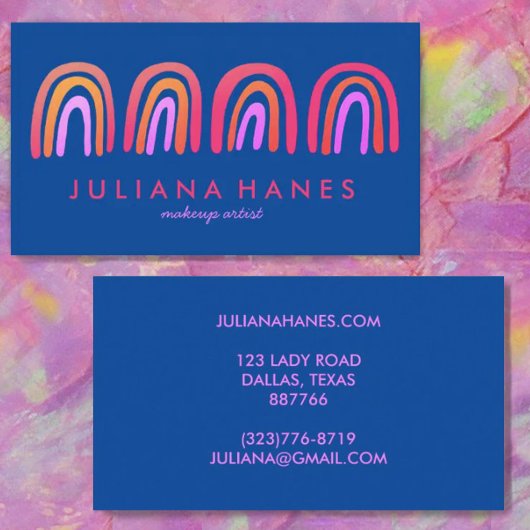 Chic Simple Pink Orange Blue Rainbows Visitenkarte