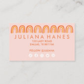 Chic Simple Pink Orange Rainbows Social Icons Treuekarte (Rückseite)