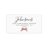Chic Simple Red Bow Script Family Return Address Adressaufkleber (Vorne)