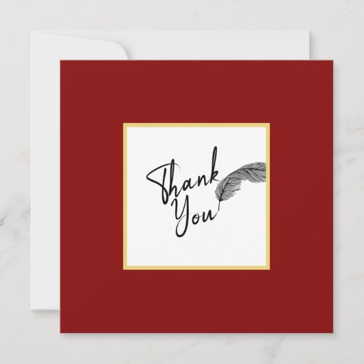 Chic Simple Red Gold und Black Text Dankeskarte (Vorderseite)