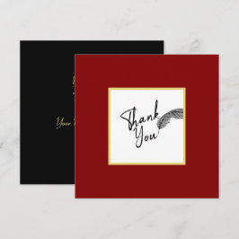 Chic Simple Red Gold und Black Text Dankeskarte