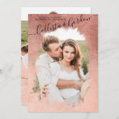 Chic Simple Rose Gold Script Foto Collage Wedding Einladung (Vorne/Hinten)