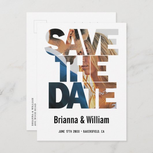 Chic Simple Save the Date Foto Hochzeit Einladung (Vorne/Hinten)