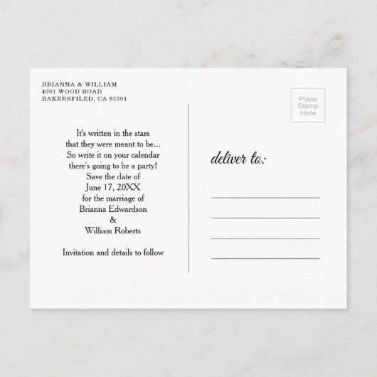 Chic Simple Save the Date Foto Hochzeit Einladung (Rückseite)