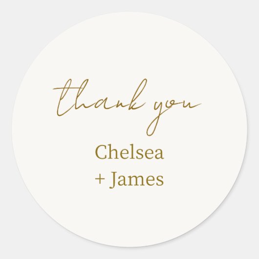 Chic Simple Script Danke Hochzeit Runder Aufkleber (Vorderseite)