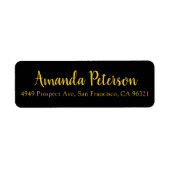 Chic Simple Script Gold und Black Rücksendeadresse (Vorne)