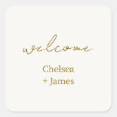 Chic Simple Script Welcome Wedding Quadratischer Aufkleber (Vorderseite)