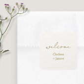 Chic Simple Script Welcome Wedding Quadratischer Aufkleber