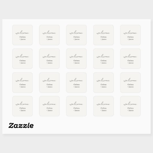 Chic Simple Script Welcome Wedding Quadratischer Aufkleber (Blatt)
