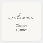 Chic Simple Script Welcome Wedding Quadratischer Aufkleber (Vorderseite)