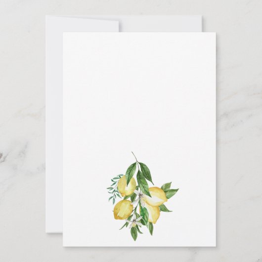 Chic Simple Watercolor Lemon Citrus Brautparty Einladung (Rückseite)