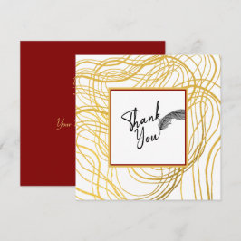 Chic Simple White Gold und Black Text Dankeskarte