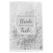 Chic Siver Confetti Bride Tribe Mittlere Geschenktüte (Vorderseite)