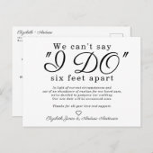 Chic Six Feet Apart Postponed Change Date Wedding Ankündigungspostkarte (Vorne/Hinten)