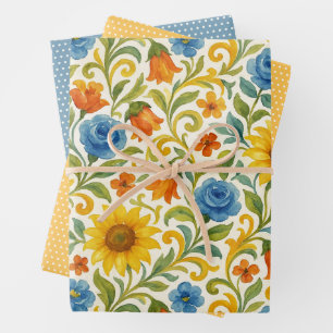 Chic sizilian farbenfrohe Blätter Blumenmuster