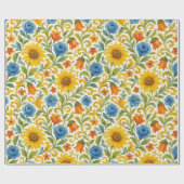 Chic sizilian farbenfrohe Blätter Blumenmuster Geschenkpapier (Flach)