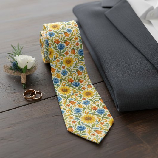Chic sizilian farbenfrohe Blätter Blumenmuster Krawatte