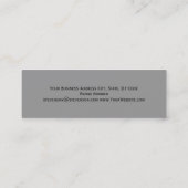 Chic Skinny Monogram Gray Red Business Card Mini Visitenkarte (Rückseite)