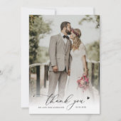 Chic Skript einfache Foto Hochzeit danke (Vorderseite)