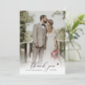 Chic Skript einfache Foto Hochzeit danke (Stehend Vorderseite)