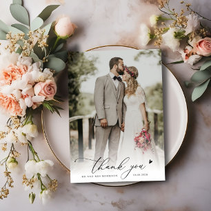 Chic Skript einfache Foto Hochzeit danke