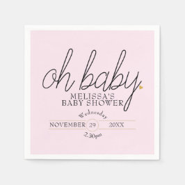 Chic Skript goldenes Herz Mädchen Dusche oh Baby Serviette