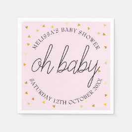 Chic Skript goldenes Herz Mädchen Dusche oh Baby Serviette