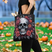 Chic Skull mit Rose Gothic Halloween Tote Bag Tasche