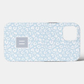 Chic Sky Blue Leopard Print Monogram Case-Mate iPhone Hülle (Rückseite (Horizontal))