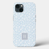 Chic Sky Blue Leopard Print Monogram Case-Mate iPhone Hülle (Rückseite)