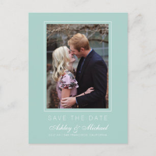 Chic Sky Blue Save the Date Verlobung Foto Ankündigungspostkarte