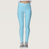 Chic Sky Blue und White Karo Gingham auf Kundenwun Leggings (Vorderseite)