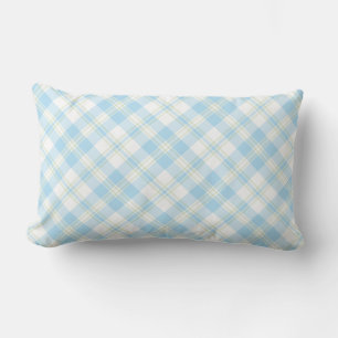 Chic Sky Blue und White Karo Lumbar Pillow Lendenkissen