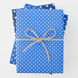 Chic Sky Blues White Polka Dots Muster Geschenkpapier Set