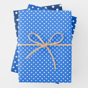 Chic Sky Blues White Polka Dots Muster Geschenkpapier Set