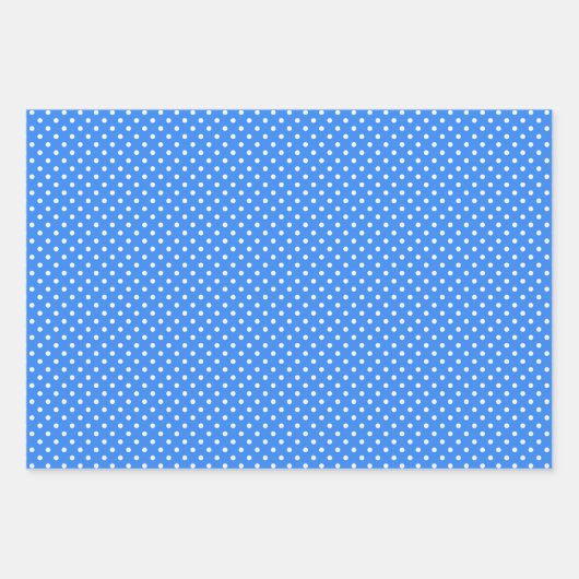 Chic Sky Blues White Polka Dots Muster Geschenkpapier Set (Vorderseite)