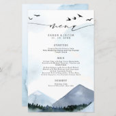 Chic Slate Blue Mountains Skriptmenü Hochzeit (Vorne/Hinten)