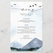 Chic Slate Blue Mountains Skriptmenü Hochzeit (Vorderseite)