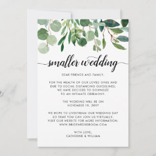 Chic Small Wedding Downsize Change Plans Ankündigung
