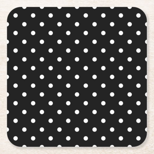 Chic Small White Polka hat schwarzen Hintergrund Rechteckiger Pappuntersetzer (Vorderseite)