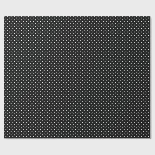 Chic Small White Polka Punkte schwarzer Hintergrun Geschenkpapier (Flach)